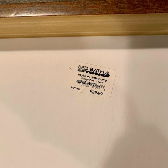 Vintage Wine Canvas w/ Woven Wood Frame 20" X 16" - Picture 5 of 5